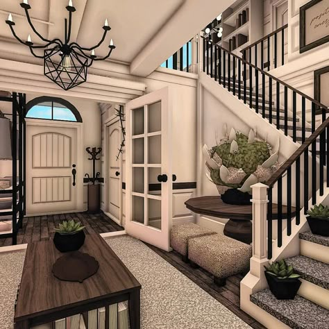 Vogue Decor, Modern Suburban House, Bloxburg Interior, Bloxburg Building, Bloxburg Build Ideas, Roblox House, Bloxburg Home, Bloxburg Room Ideas, House Decorating Ideas Apartments