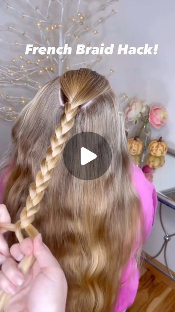 Humera | Beauty & Skin Care on Instagram: "French braid hack🎀✨

#instadaily #instafashion #hack #hairstyles #hairhack #hairtutorial #fashionhacks #fashionblogger #reelitfeelit #explore #explorepage #viral #reelsinstagram" Cute French Braid Ideas, Simple French Braid Tutorial, French Braid With Hair Down, French Braid Easy Step By Step, Easy Milkmaid Braid, French Two Braids, Hair Braids Long Hair, How To Make Hair Braids, Pull Through French Braid