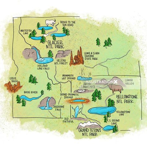 Park Map Illustration, Park Brochure, Glacier National Park Map, National Park Map, Brochure Ideas, Adventure Club, Glacier Park, Map Illustration, National Parks Map