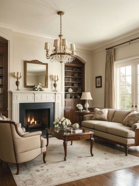 home decor Traditional English Living Room, Living Room Ideas Traditional, Living Room Old Money Aesthetic, Classic Furniture Living Room Victorian, Timeless House Decor, Traditional Apartment Decor, Ralph Lauren Living Room Inspiration, Neutral Living Room Victorian, Living Room Designs Old Money