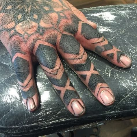 Cover Up Finger Tattoos, Strongman Tattoo, Men Finger Tattoos, Hand Tattoo Cover Up, Tattooed Hands, Black Work Tattoo, Black Men Tattoos, Hand Tattoo Designs