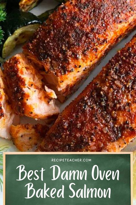 This quick and easy oven baked salmon filet is full of flavor, tender, moist and incredibly delicious! Visit the blog to make it! Baked Salmon Filets, Salmon Recipes Oven, Salmon Recipes Baked, Salmon Recipes Baked Healthy, Oven Baked Salmon, Fish Dinner Recipes, Easy Salmon Recipes, Easy Salmon, Fish Recipes Healthy