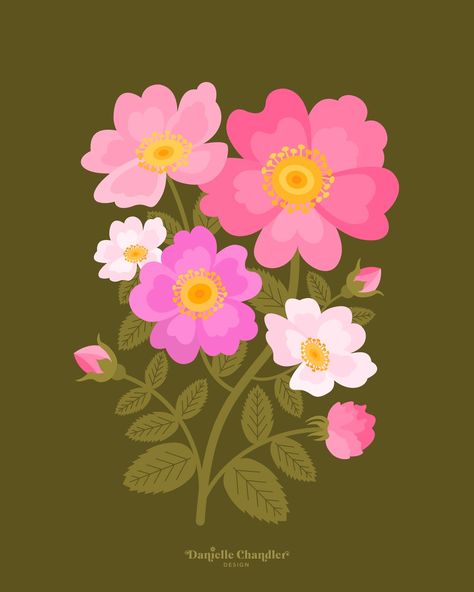 Prairie rose 🌸 Drawing flowers is just my favorite. It’s so calming drawing the details and getting lost in the colors of the petals. Jumping into another art challenge that I will definitely be participating in again — #52weeksofflorals Prairie Rose, Whimsy Art, Anatomy Tutorial, Drawing Flowers, Rose Drawing, Flower Illustration, Art Challenge, Logo Ideas, Punch Needle