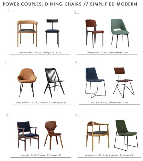 Emily Henderson modern dining room chairs #home #style #interiordesign Mix And Match Dining Chairs, Mix Match Dining Chairs, Mix Match Chairs, Mixed Dining Chairs, Mismatched Dining Chairs, Modern Dining Room Chairs, Mismatched Chairs, Host Chairs, High Back Dining Chairs