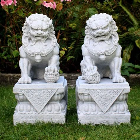 Japanese Foo Dog, Foo Dog Tattoo Design, Foo Dog Tattoo, Chinese Dog, Foo Dog Statue, Marble Resin, Guardian Lion, Stone Lion, Fu Dog