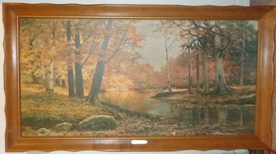 1965 ROBERT WOOD PAINTING AUTUMN BRONZE  LARGE 52X29 WITH FRAME This listing is for an absolutely beautiful, 48 years old art work by the famous Robert Wood. It is in a very good condition. My dad ha Robert Wood Paintings, Old Art Work, Wood Paintings, Robert Wood, Wooded Landscaping, Camping Signs, Large Oil Painting, Wood Painting, Art Licensing