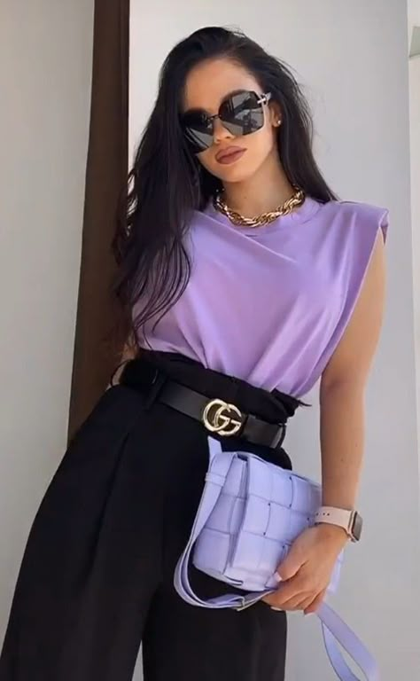 Lavender Top Outfit, Classy Going Out Outfits, Lavender Outfit, Color Combinations For Clothes, Classy Work Outfits, Classy Casual Outfits, Looks Chic, Outfit Combinations, Colourful Outfits