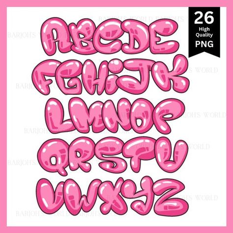 Cute Bubble Letter Fonts To Draw, Fancy Bubble Letters, Fun Lettering Fonts, Painting Fonts Letters, Girly Bubble Letter Fonts, Easy Bubble Letters, Bubble Fonts Alphabet, Cute Bubble Letters, Bubble Letters Designs