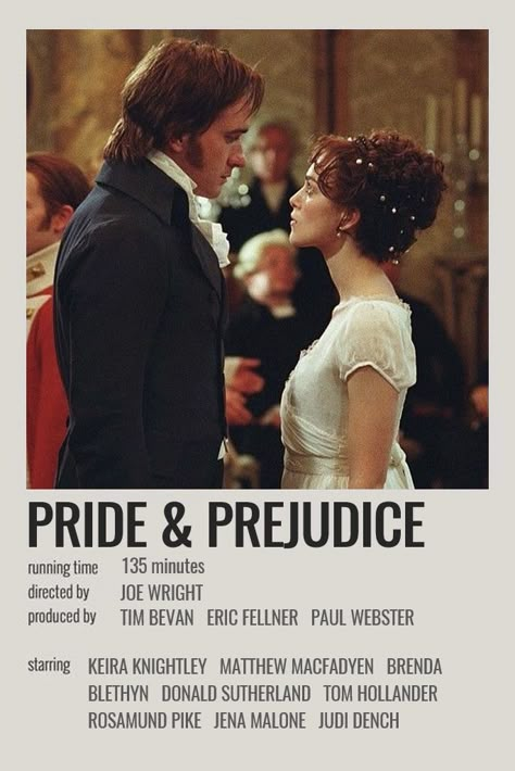 Pride & Prejudice Movie, جوني ديب, Pride And Prejudice 2005, Movie Card, Iconic Movie Posters, Girly Movies, Polaroid Posters, Film Posters Minimalist, Posters Minimalist