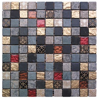 Intrend Tile Natural Splendor 1" x 1" Glass and Natural Stone Mosaic Tile Color: Red/Gray/Tan Natural Stone Mosaic, Stone Mosaic Tile, Tile Saw, Contemporary Floor, Porcelain Mosaic Tile, Tile Companies, Glass Mosaic Tiles, Porcelain Mosaic, Beautiful Tile