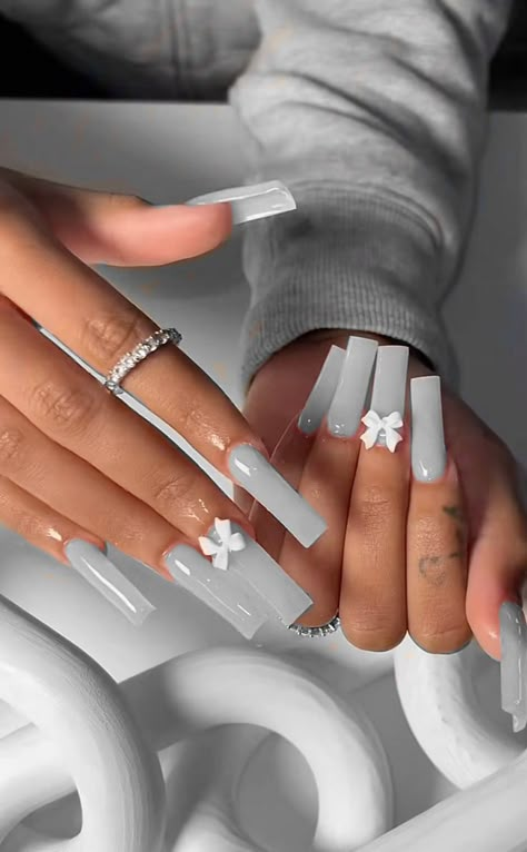 Simple But Cute Long Nails, Simple Design Long Nails, Easy Long Nail Designs, Long Nails Black Women, Tapered Square Nail Designs, Basic Nails Acrylic, Medium Length Nails Acrylic, Long Length Nails, Basic Baddie Nails