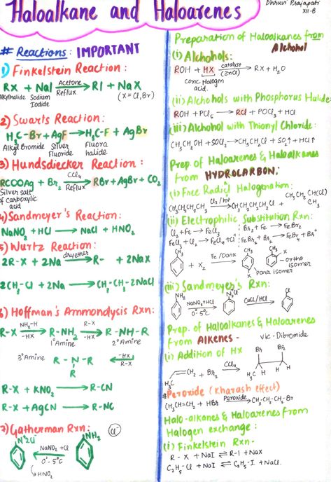 Organic Chemistry Formula Sheet, Class 12 Organic Chemistry, Notes For Organic Chemistry, Ncert Chemistry Notes, Class 12 Science Notes, Study Tips For Chemistry Class 12, Name Reactions Organic Chemistry Class 12, Chemistry 12 Notes, Class12 Chemistry Notes