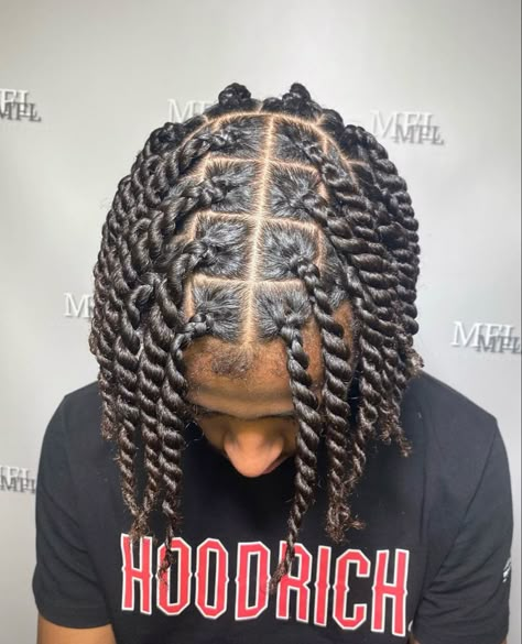 Men’s Hair Twist Styles, Men Twisted Hairstyles, 2 Strand Twist Men 4c Hair, Mens Twist Braids, Two Strand Braids Men, Rope Two Strand Twist, Loc 2 Strand Twist Styles Men, Single Twist Braids Men, Men Long Hairstyles Black Man