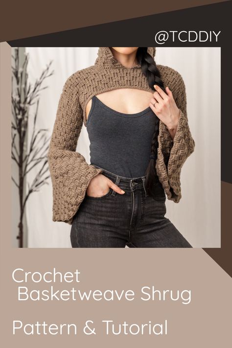 Looking for a creative and beautiful way to express your love for crochet? Look no further! Our step by step crochet pattern will help you create stunning and unique pieces. Whether you're a beginner looking for an easy tutorial or a more experienced crocheter inspired by elegant photo patterns, our simple and easy to follow crochet patterns will help you reach your goal. Click me for the patterns now and let the crafting begin! Crochet Game, Crochet Bell Sleeve, Crochet Pieces, Sleeve Shrug, Crochet Unique, Basketweave Stitch, Stitch Hoodie, Crochet Hoodie, Shrug Pattern