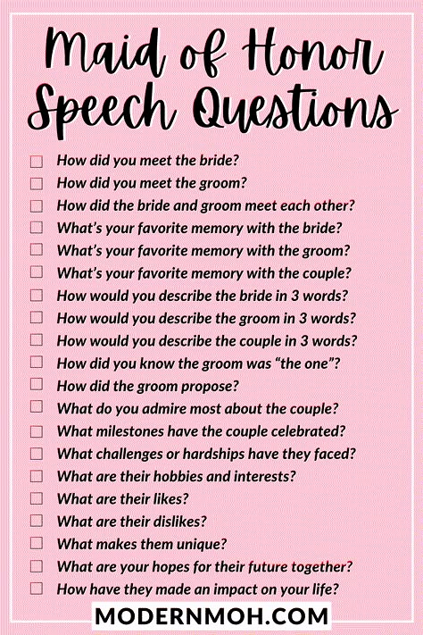 20 Questions to Help You Write Your Maid of Honor Speech Best Friends Wedding Gift, How To Write A Maid Of Honor Speech, Gifts For The Bride From Maid Of Honor, Maid Of Honor Gift Ideas To Bride, Bridesmaid Speech Ideas, Bridesmaid Speech Examples, Maid Of Honor Speech Examples, Maid Of Honor Speech Ideas, Matron Of Honor Speech