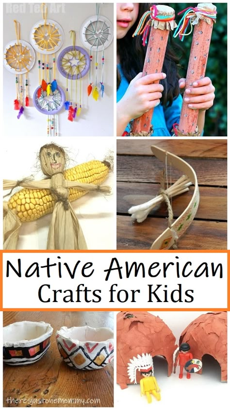 Native American Crafts for Kids | There's Just One Mommy Toddler Native American Crafts, Pilgrim And Indian Crafts For Kids, Native American Art Projects For Kids, Native American Heritage Month For Kids, Indigenous Crafts For Kids, Native American Crafts Preschool, Native American History Activities, Indigenous Peoples Day Activities, Native American Activities For Kids