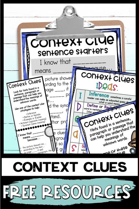 Context Clues Anchor Chart 2nd Grade, Context Clues 3rd Grade, Teaching Context Clues, Context Clues Anchor Chart, Reading Anchor Chart, Tutoring Reading, Context Clues Activities, Context Clues Worksheets, 3rd Grade Activities