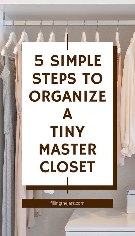 Small Master Closet Organization Ideas Bedroom, Organize Tiny Closet, Minimalist Closet Organization Ideas, How To Organize A Small Closet, Reach In Closet Organization, Clothes Closet Organization Ideas, Small Deep Closet, Reach In Closet Ideas, Small Clothes Closet