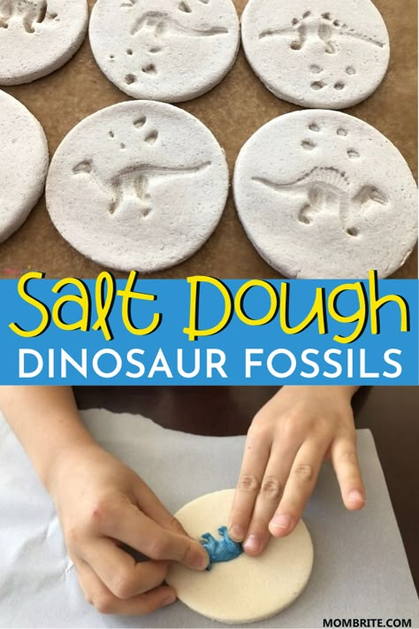 Fossil Activity, Dinosaur Crafts Kids, Toddler Entertainment, Fossils Activities, Dinosaur Crafts Preschool, Make Salt Dough, How To Make Salt Dough, Dinosaur Activities Preschool, Toddler Parenting