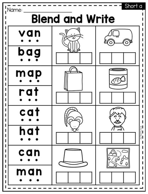 Explore our engaging CVC Blending Reading worksheets tailored for kindergarten students. These phonics resources, grounded in the Science of Reading, are crafted to assist young learners in mastering the art of blending sounds into words. Through these worksheets, students will have the chance to break down individual sounds and practice organizing words into graphemes. The exercises cover a variety of sounds, including short vowels, CVCe words, vowel teams, digraphs, blends, r-controlled vowels, and diphthongs. Perfect for building foundational reading skills in an interactive way. Cvc Blending, Orthographic Mapping, Writing Cvc Words, Phonics Worksheets Free, Cvc Worksheets, Cvc Words Worksheets, Cvc Words Kindergarten, Cvc Word Activities, Blends Worksheets