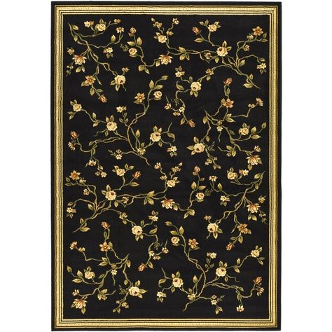 Safavieh Lyndhurst Garden Floral Black Indoor Oriental Area Rug (Common: 8 x 11; Actual: 8-ft W x 11-ft L) Foyer Rugs, Classy Decor, Durable Flooring, Floral Area Rugs, Round Area Rugs, Green Area Rugs, Accent Rugs, Black Rug, Online Home Decor Stores