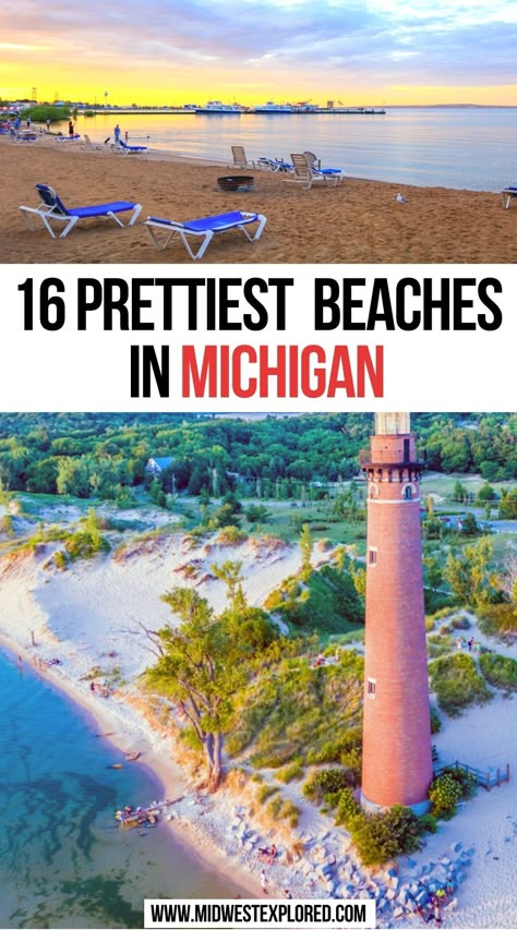 16 Prettiest Beaches in Michigan | best beaches in michigan | beaches in michigan summer | michigan beaches | best midwest beaches | best beaches in the midwest | michigan travel | michigan summer vacation | michigan summer bucket list | beach travel | #michigan #beaches #summer Michigan Airbnb, Michigan Beach Vacations, Beaches In Michigan, Michigan Beach Towns, Michigan Summer Vacation, Up Michigan, Michigan Adventures, Travel Michigan, Michigan Road Trip