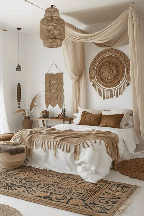 29 Boho Bedroom For Couples 8 Intimate Spaces Interior Design, Spanish Style Bedrooms, Spanish Bedroom Decor, Intimate Bedroom Ideas, Bedroom Boho Style, Couple's Bedroom, Boho Bedroom Inspirations, Bedrooms For Couples, Boho Studio