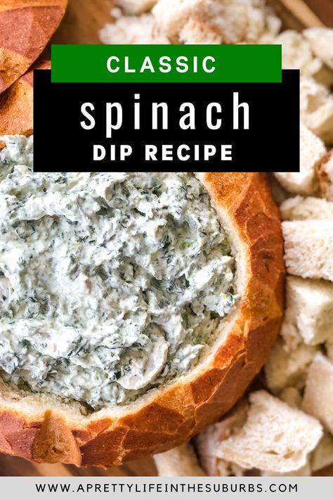 Classic Spinach Dip Recipe, Classic Spinach Dip, Bread Bowl Dip, Knorr Spinach Dip, Cheese Sauces, Spinach Dip Recipe, Delicious Dips Recipes, Bread Dip, Mini Pizzas