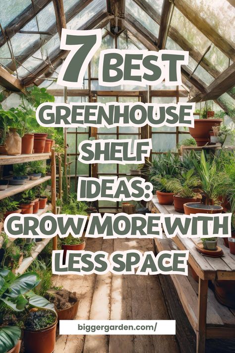 Uncover the hidden potential of your greenhouse with our exclusive guide to the top 7 shelf ideas designed to revolutionize your gardening experience. Say goodbye to cramped spaces and hello to bountiful harvests as you explore innovative ways to optimize your growing area. Dive into our article now for expert insights and don't forget to follow us for even more ingenious gardening tips and tricks! Patio Greenhouse Diy, Shelves For Greenhouse Diy, Planta Greenhouse Interiors, Greenhouse Container Gardening, Greenhouse Shelves Ideas, Shelving For Greenhouse, Greenhouse Inside Layout, Texas Greenhouse Ideas, Interior Greenhouse Design