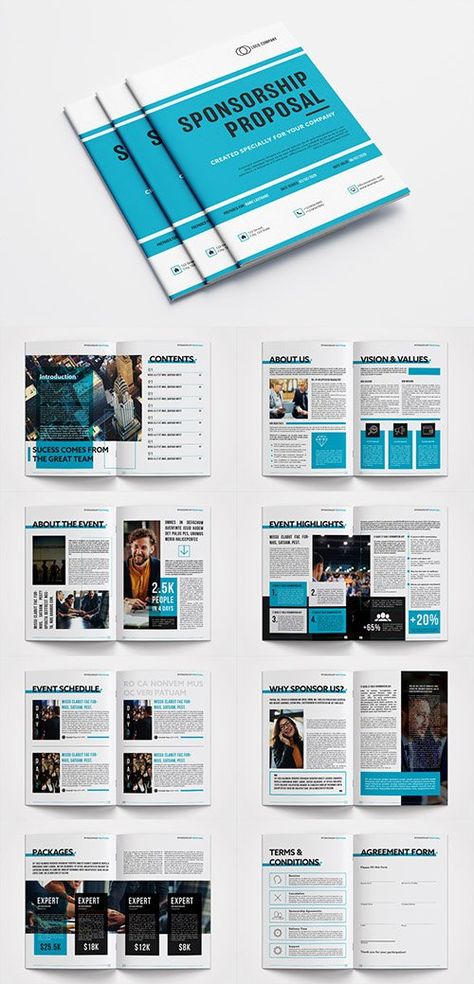 Sponsorship Proposal Layout with Blue Accents - Brochure Templates - Free PSD Templates Charity Proposal Design, Sponsorship Brochure Templates, Fundraising Proposal Template, Sponsorship Packet Design, Event Sponsorship Proposal Templates, Event Proposal Design Layout, Sponsor Package Design, Sponsorship Package Template, Sponsorship Brochure Design