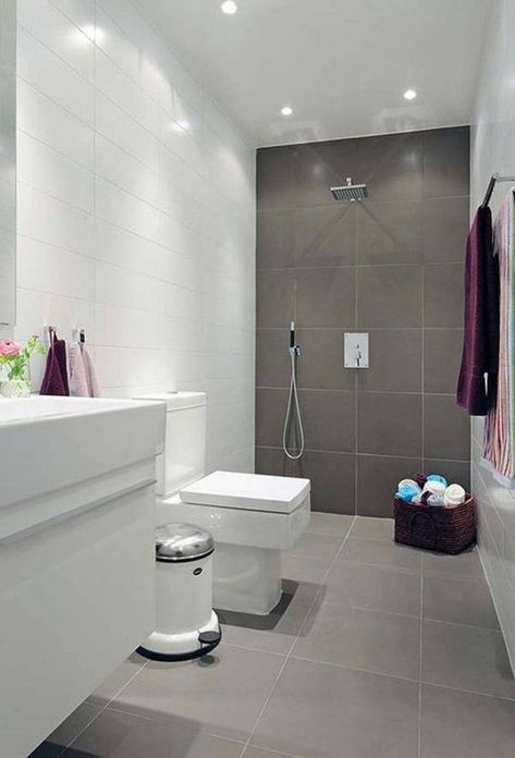 Simple Small Bathroom Designs, Color Bathroom, Toilette Design, Bathroom Design Small Modern, Small Bathroom Tiles, Bilik Air, Modern Small Bathrooms, Decor Baie, Bathroom Tile Designs