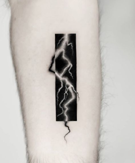 Moon Lightning Tattoo, Lighting Strikes Tattoo, Black Lightning Tattoo, Light Vs Dark Tattoo, Calming Tattoos, Lightning In A Bottle Tattoo, Thunder Tattoo Design, Storm Tattoo For Women, Electricity Tattoo