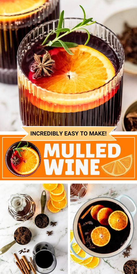 Best Mulled Wine Recipe, Hot Spiced Wine, Easy Mulled Wine, Novice Chef, Mulled Wine Recipe, Warm Wine, Orange Liquor, Fruity Wine, Hot Drinks Recipes