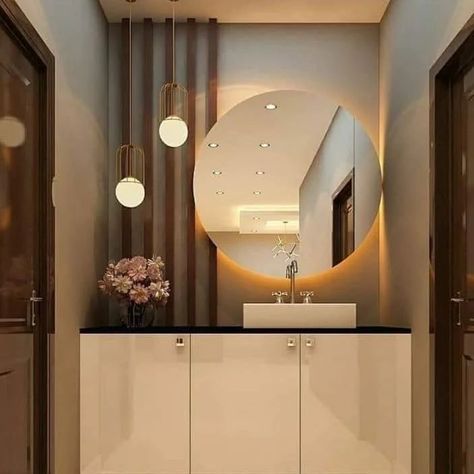 Latest Mirror Designs ✨️ #mirrors #mirrordesign #dressingroom #dressingtable #dressingtabledesign #mirrordesigns #lightdesign #homedesignsdworld #explorepage #explore #reelitfeelit #janhvikapoor #crickettips #celebritynews Dining Hall Wash Basin Design, Wash Basin Ideas In Hall, Washbasin Cabinet, Bathroom Unique, Wall Wardrobe Design, Bathroom Mirror Design, House Interior Design Styles, Ideas For Bathroom, Modern Cupboard Design