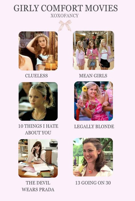 Slaaaaay 💅 Clueless Movie Aesthetic, Good Girly Movies, Films And Series To Watch, Movies Every Girl Should Watch, It Girl Movies List, Mean Girls Movie Aesthetic, Movies Like Mean Girls To Watch, Best Movie Recommendations, Girly Words List