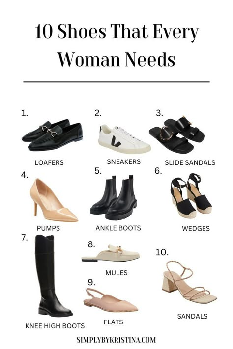 Basic Shoes Aesthetic, Essential Shoes For Women, Shoe Capsule, Investment Shoes, Types Of Shoes For Women, Elegant Sneakers, Glowing Skin Secrets, Capsule Wardrobe Casual, Staple Shoes