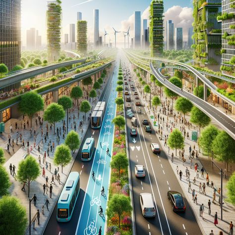 Smart City Aesthetic, Urban Transportation Design, Utopia Architecture, Green Building Concept, Urban Utopia, Public Transport Architecture, Futuristic Places, Clean City, Green Cities