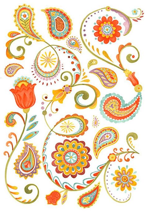 Pattern Zentangle, Flower Print Pattern, Paisley Flower, Map Vintage, Paisley Art, Home Decor Crafts, Bohemian Pattern, Chic Bohemian, Trendy Flowers