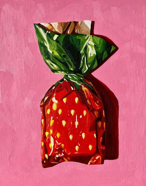 Pink Strawberry Bon Bon Oil Painting, Candy, Original Still Life Painting, Kitchen Art, Food Sweet Painting, 8.3x11.7, 8x10 Inches - Etsy Candy Oil Painting, Guache Art, Painting Kitchen, Food Sweet, Food Painting, Pink Strawberry, Art Food, Arte Inspo, Arte Sketchbook