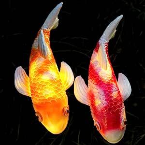 You will get 2 pcs multicolour solar outdoor lights garden fish sculpture stake ,The antique garden koi fish sculpture has elegant and attractive design and colors for wonderful visual enjoyment. Waterproof paint, not afraid of the wind, sun and rain, and can be used outdoors for a long time, adding a marine atmosphere to your home or garden. Solar garden decor fish lamp is made of resin,size: 9.8x3.5x4.7inch, Ceramic Koi Fish, Koi Fish Decor, Unique Yard Art, Solar Garden Decor, Fish Lanterns, Fish Lamp, Fish Decor, Outdoor Garden Statues, Lawn Ornament