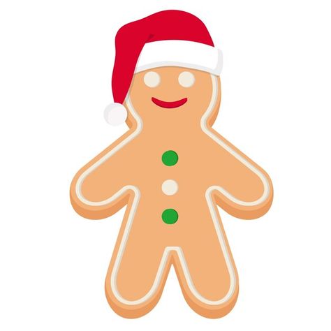 Premium Vector Cartoon, Christmas Gingerbread Man, Santa Claus Hat, Christmas Gingerbread Men, Cartoon Christmas, Vector Cartoon, Christmas Gingerbread, Gingerbread Man, Premium Vector