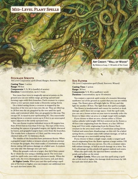 Druid Spells, Spells Dnd, Spell Art, Homebrew Spells, Fantasy Plant, Dnd Spells, Dnd Druid, Magic System, Dnd Monsters