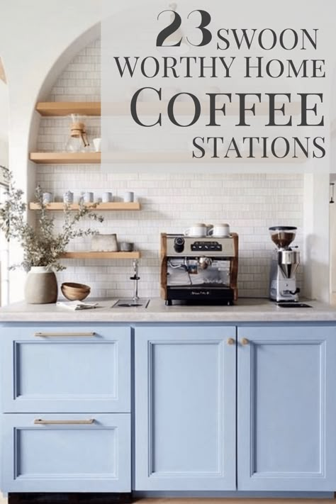 Coffee Station Ideas Countertop, Coffee Vibes Aesthetic, Kaffe Station, Bars In Kitchen, Coffee Bar At Home, Coffee Bar Ideas Kitchen Counter, Coffee Station Ideas, Coffee Station Kitchen, Bar At Home