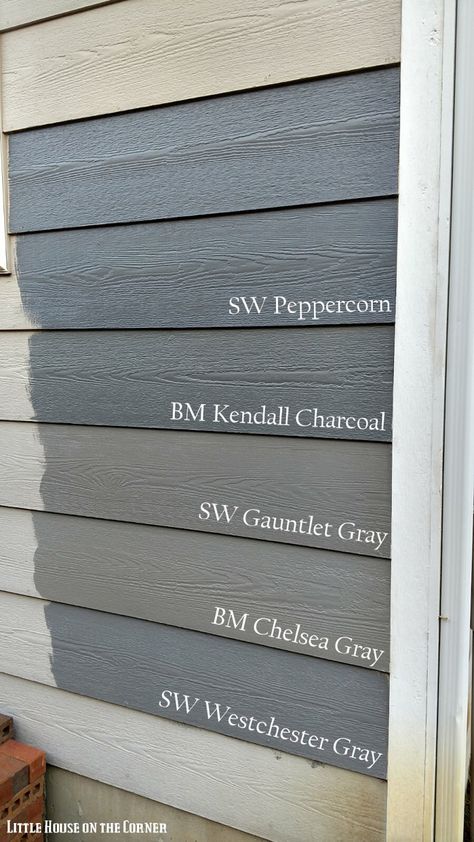 Little House on the Corner: Home Exterior Painting Decisions: A Gray Area (Part IV) Kendall Charcoal, Outside Paint, House Paint Color Combination, Exterior House Paint Color Combinations, Exterior House Color, Home Exterior Makeover, Siding Colors, Exterior Makeover, Exterior Paint Colors For House