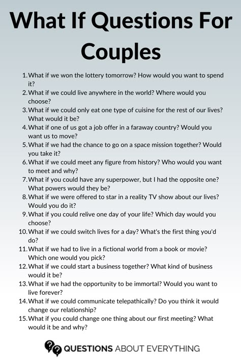 These what if questions for couples are a brilliant game to play with your partner on a date night! Save the image and clivk the pin to discover more about this fun question game!💓#LoveStory #RomanticEncounters #HeartfeltConnections #DateNightIdeas #SoulmateSearch #FlirtyFridays #CandlelitDinners #StarryEyedMoments #LoveQuotes #DreamyDates #WhisperedPromises #AmourAdventures Cute Games To Play With Boyfriend, Games To Play With Partner, This Or That Couple Edition, Couple Games Questions, Couples Question Game, Games To Play With Boyfriend, Couple Conversations, Game Ideas For Adults, Love Games For Couples