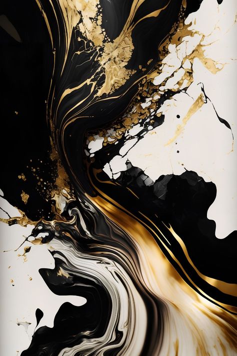 Black and Gold Marble Splash White Gold Black Aesthetic, Black And White And Gold Wallpaper, Gold And Black Pictures, Black White Gold Wallpaper, Black White And Gold Background, Gold Black Aesthetic, Black White Gold Aesthetic, Black White And Gold Painting, Black White And Gold Aesthetic