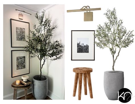 The perfect way to fill the empty corner in any hall or foyer. This olive tree and pot are extremely affordable and together look so expensive, you will be asked by every guest where its from! Small Corner Entryway Ideas Entrance, Olive Tree Corner Decor, Upstairs Hallway Corner Ideas, Entryway Corner Decor, Corner Tree Decor, Empty Living Room Corner Ideas, Corner Hallway Decor, Small Corner Entryway Ideas, Corner Stairs Decor