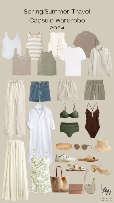 Travel Capsule Wardrobe Summer Greece, 2024 Capsule Wardrobe Summer, Capsule Wardrobe 2024 Spring Summer, Europe Beach Outfits, Capsule Summer Wardrobe 2024, Vacation Capsule Wardrobe 2024, Summer Travel Capsule Wardrobe 2024, Washington Dc Summer Outfits, Capsule Wardrobe Summer 2024