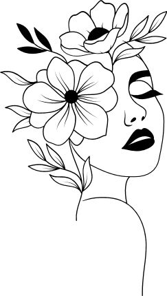 Flower Faces Drawing, Simple Images To Draw, Creative Vector Art, Beautiful Stickers Design, Cool Line Art Drawings, Peaceful Drawings Ideas, Drawing Traceable, Flower Line Art Simple, Hair Designs Drawing