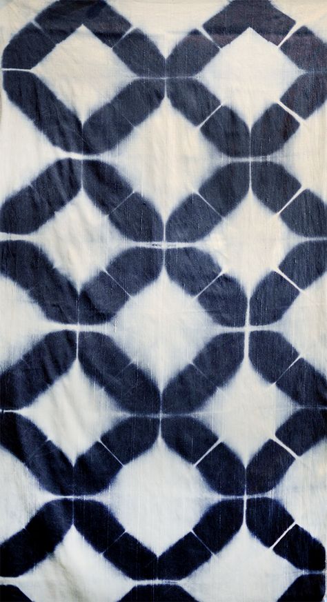 Black silk/discharge Itajime Shibori, Silk Veil, Isosceles Triangle, Tie Dye Techniques, Modern Textiles, Indigo Shibori, The Cloth, Shell Pattern, Textile Artists